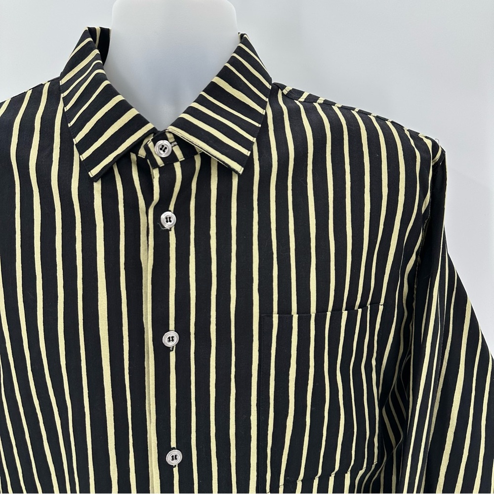 Marimekko Black and Cream Striped Button Down Shirt - Picture 3 of 16